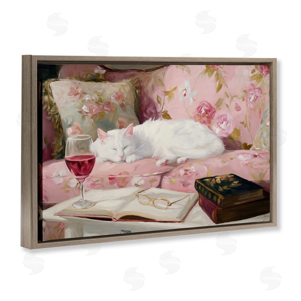 Tina LeCour Booked For A Nap Brown Floating Frame Canvas Wall Art Print