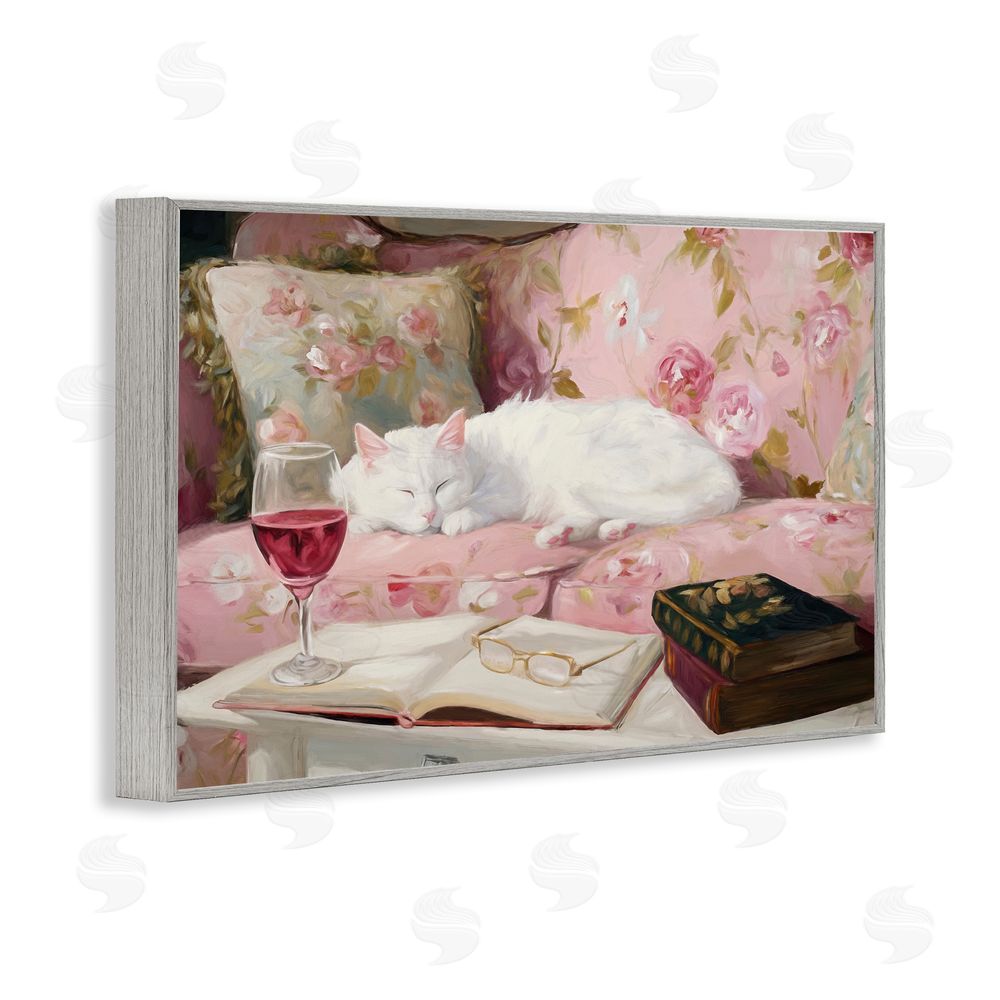 Tina LeCour Booked For A Nap Gray Framed Giclee Wall Art Print