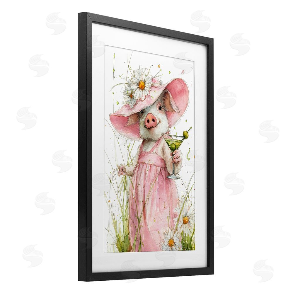 Tina LeCour Dirty Martini Daisy Piglet Black Framed Print Under Glass Wall Art