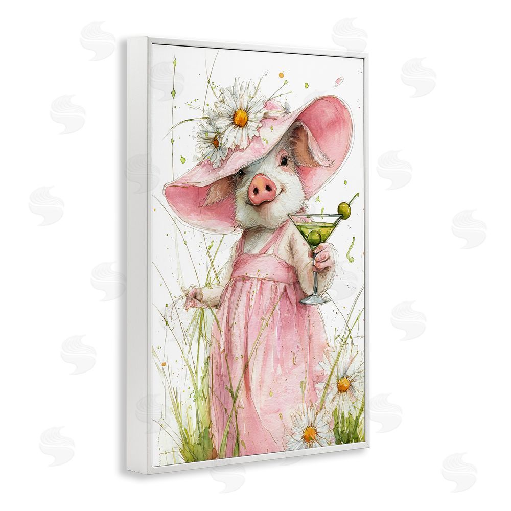 Tina LeCour Dirty Martini Daisy Piglet White Framed Giclee Wall Art Print
