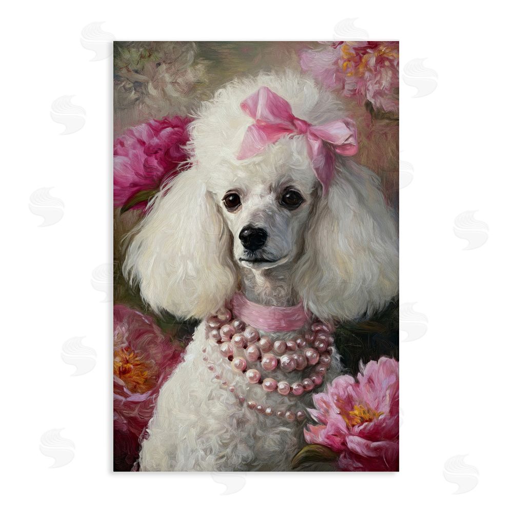 Tina LeCour Petals & Pearls Poodle Stretched Canvas Wall Art Print