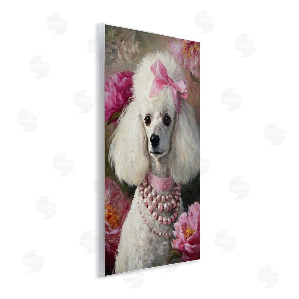 Tina LeCour Petals & Pearls Poodle Wooden Wall Plaque Art Print