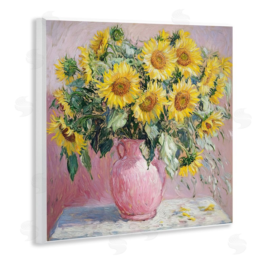 Tina LeCour Sunflowers In Pink Vase Impression Wooden Wall Plaque Art Print