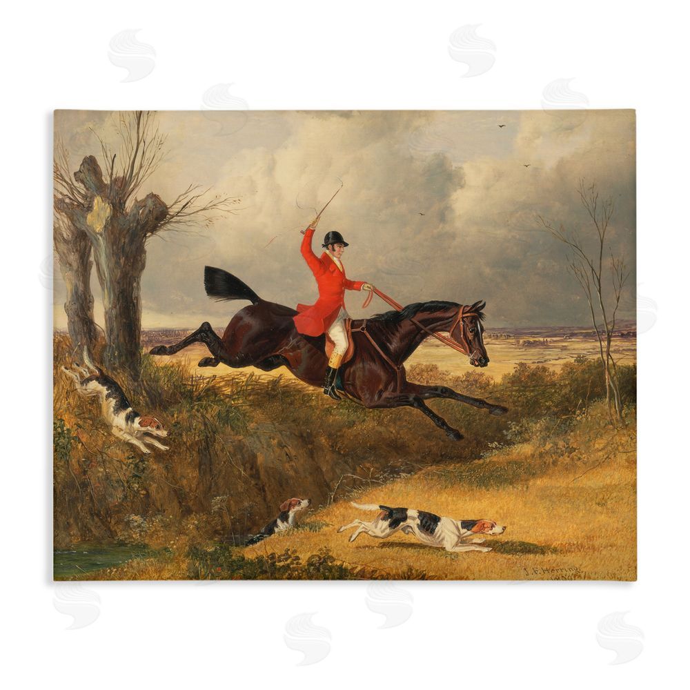 Tina LeCour Jockey & Dogs Clearing a Ditch Stretched Canvas Wall Art Print