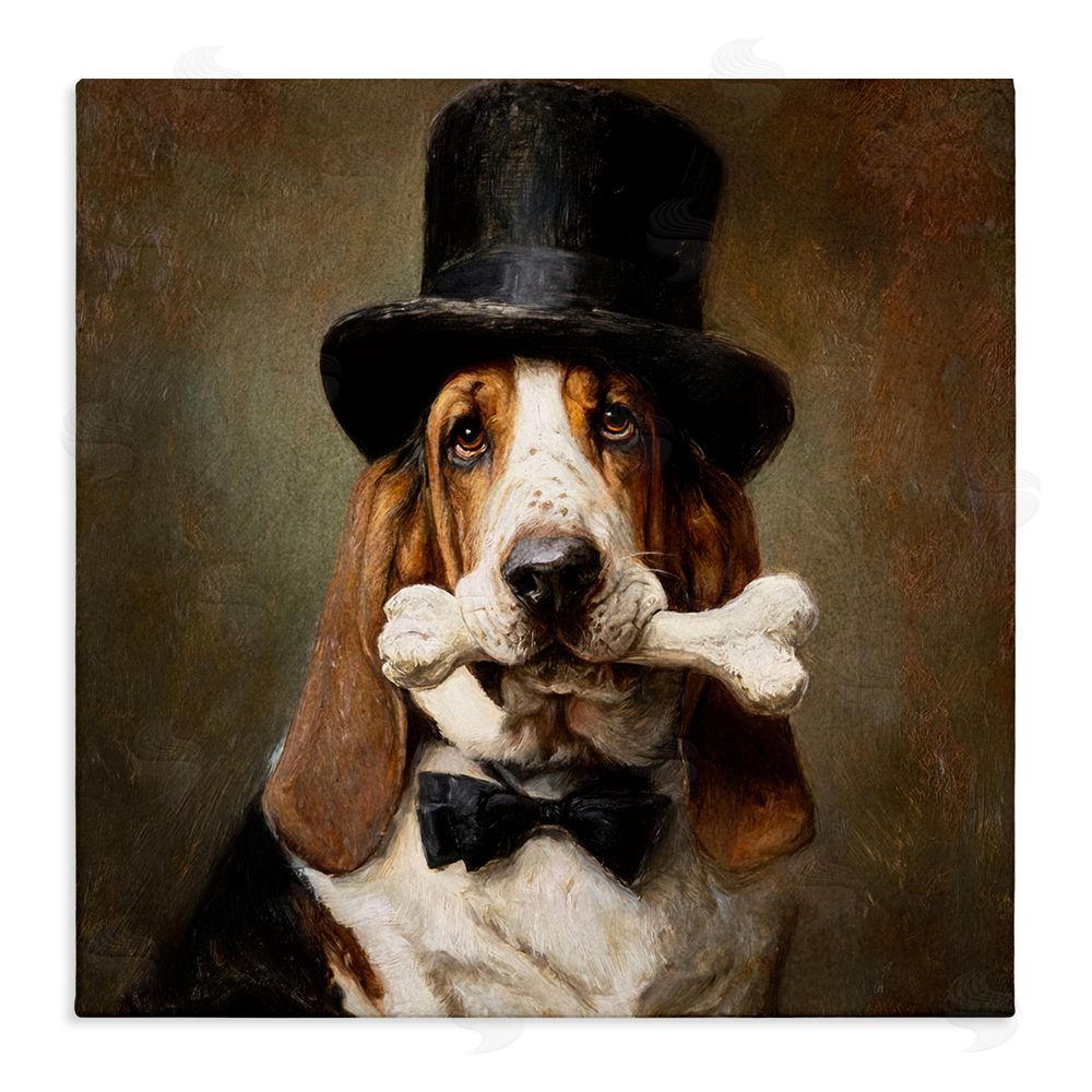 Tina LeCour Loyal Gentleman Basset Hound Stretched Canvas Wall Art Print