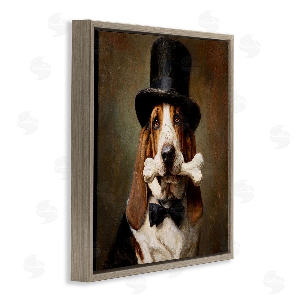 Tina LeCour Loyal Gentleman Basset Hound Brown Floating Frame Canvas Wall Art Print