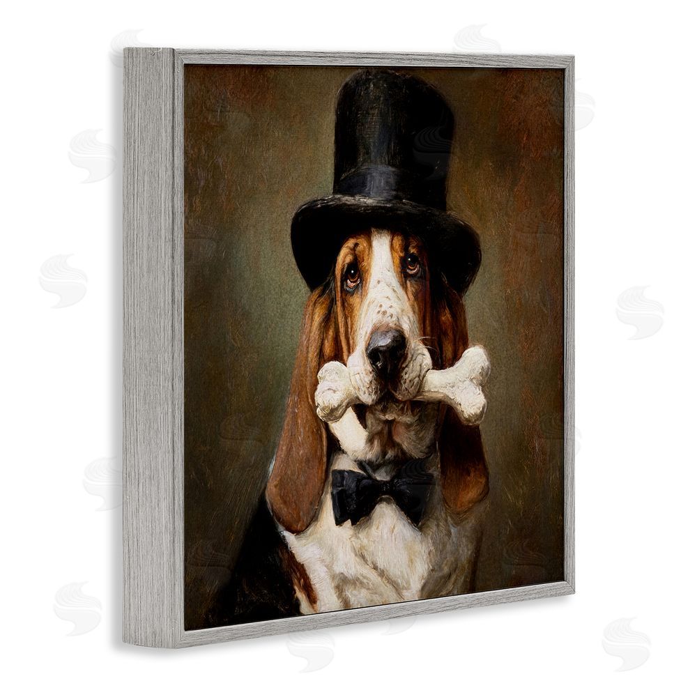 Tina LeCour Loyal Gentleman Basset Hound Gray Framed Giclee Wall Art Print
