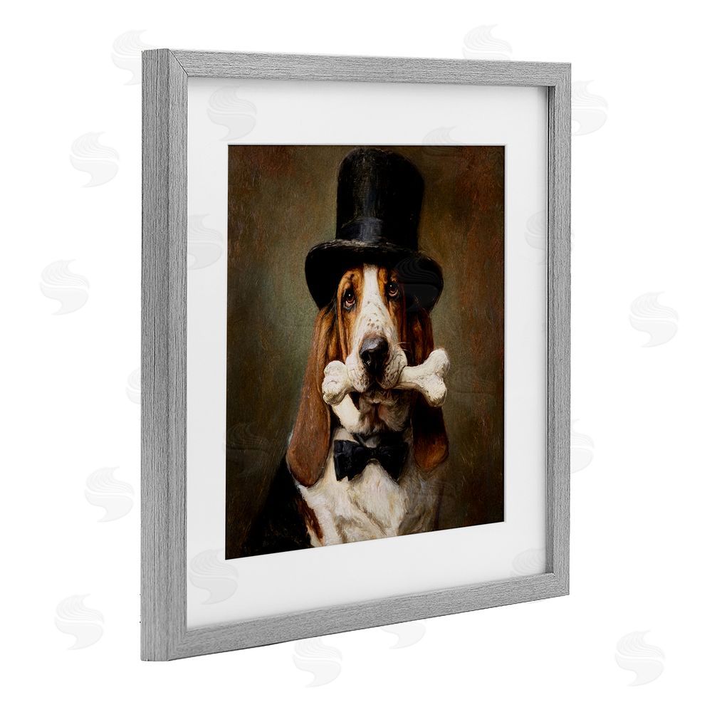 Tina LeCour Loyal Gentleman Basset Hound Gray Framed Print Under Glass Wall Art
