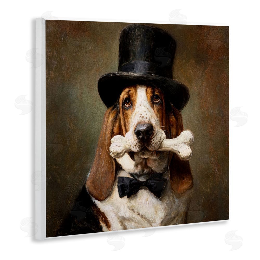 Tina LeCour Loyal Gentleman Basset Hound Wooden Wall Plaque Art Print