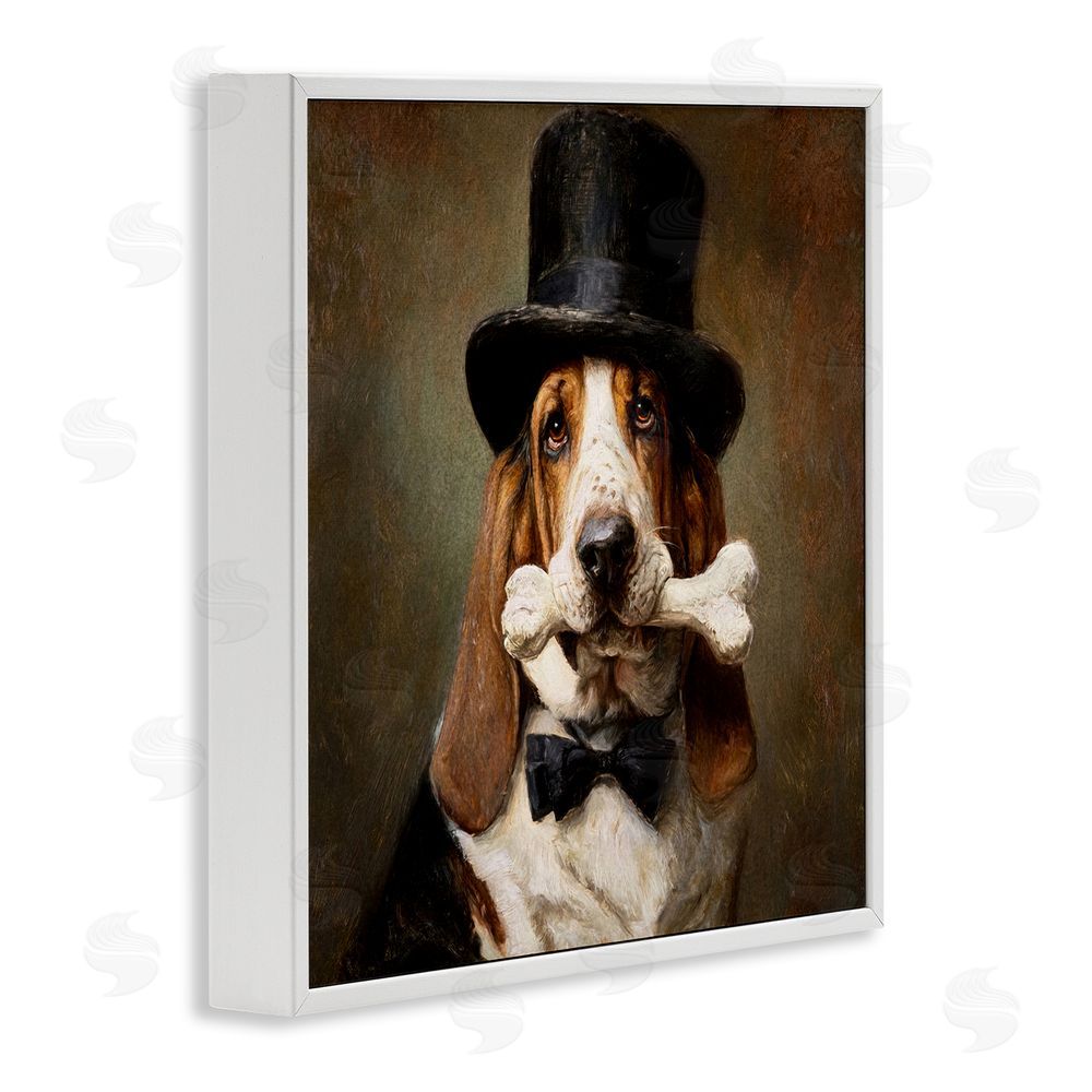 Tina LeCour Loyal Gentleman Basset Hound White Framed Giclee Wall Art Print