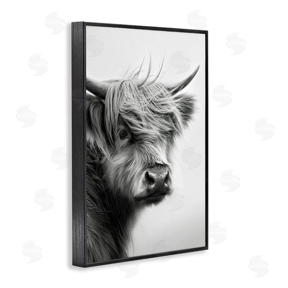 Tina LeCour Young Highland Cow Portrait Black Framed Giclee Wall Art Print