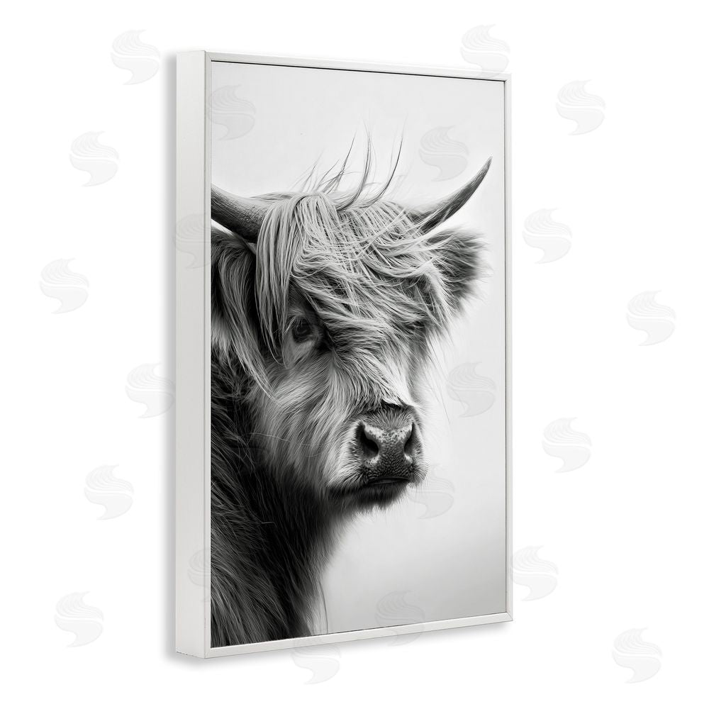 Tina LeCour Young Highland Cow Portrait White Framed Giclee Wall Art Print