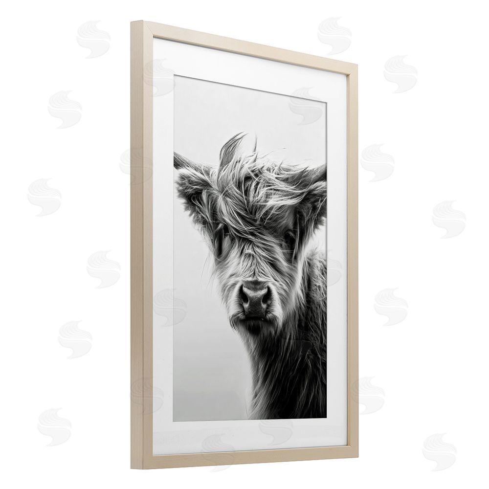 Tina LeCour Windblown Young Highland Calf Brown Framed Print Under Glass Wall Art