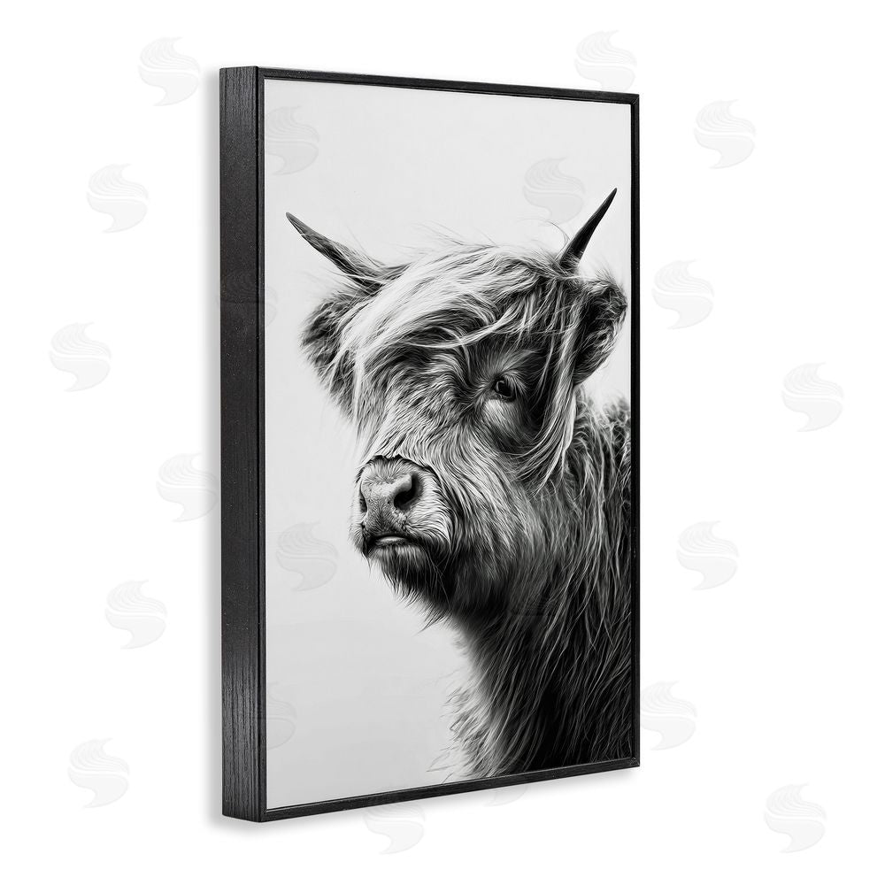 Tina LeCour Highland Cattle Young Calf Black Framed Giclee Wall Art Print