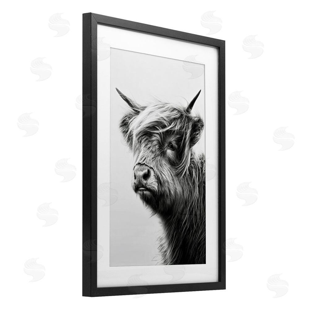Tina LeCour Highland Cattle Young Calf Black Framed Print Under Glass Wall Art
