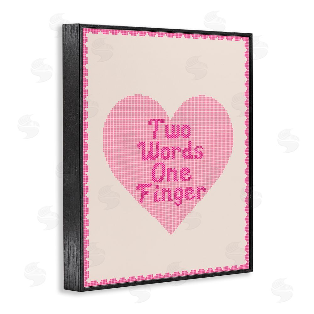 Lil' Rue Two Words One Finger Heart Black Framed Giclee Wall Art Print