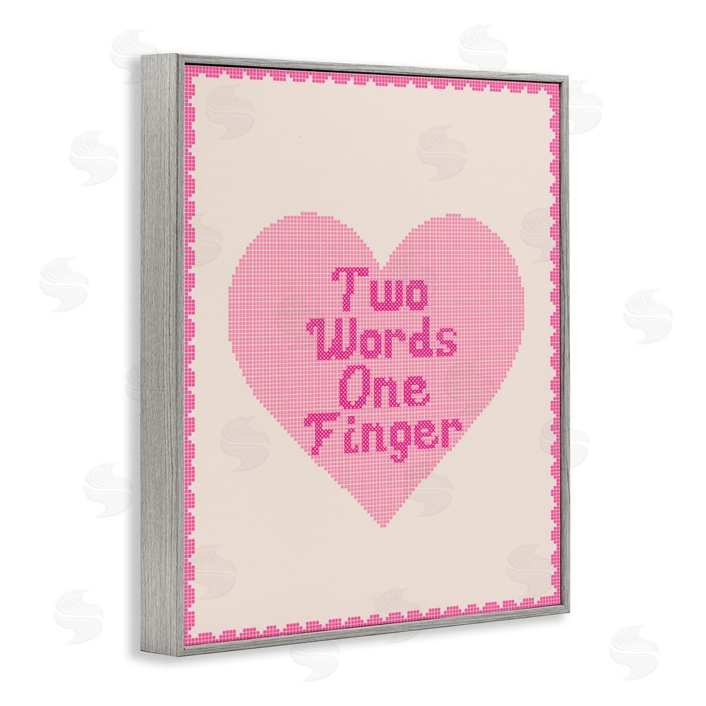 Lil' Rue Two Words One Finger Heart Gray Framed Giclee Wall Art Print