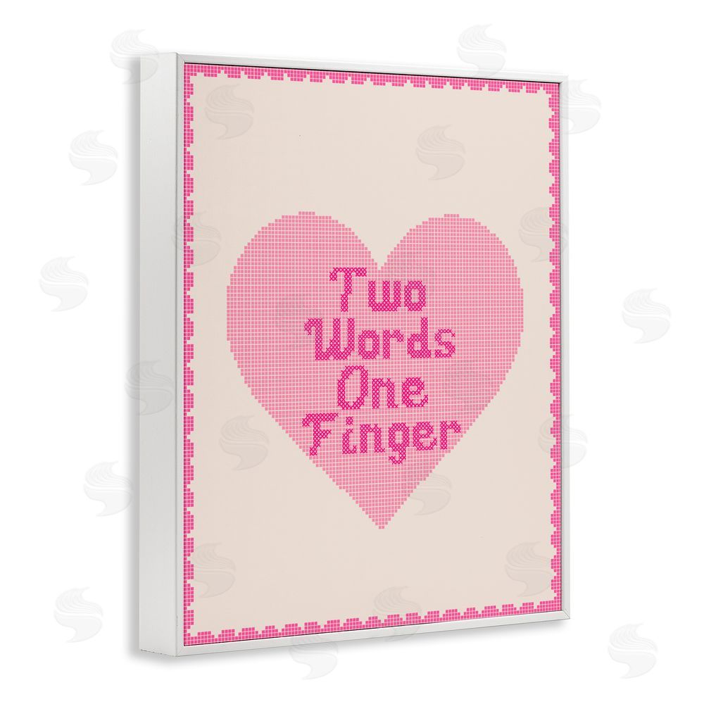 Lil' Rue Two Words One Finger Heart White Framed Giclee Wall Art Print