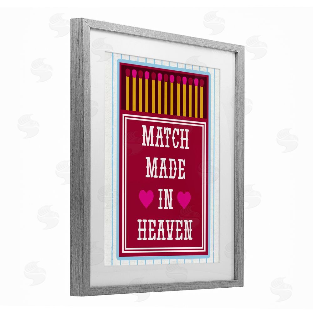 Lil' Rue Vintage Match Made In Heaven Gray Framed Print Under Glass with White Mat Wall Art