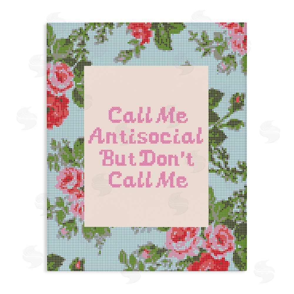 Lil' Rue Don't Call Me Vintage Florals Stretched Canvas Wall Art