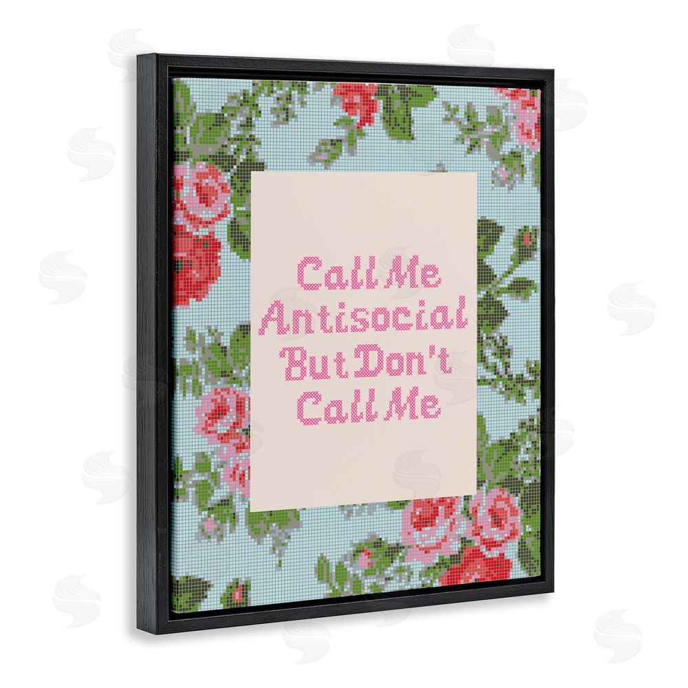 Lil' Rue Don't Call Me Vintage Florals Black Floating Frame Canvas Wall Art Print