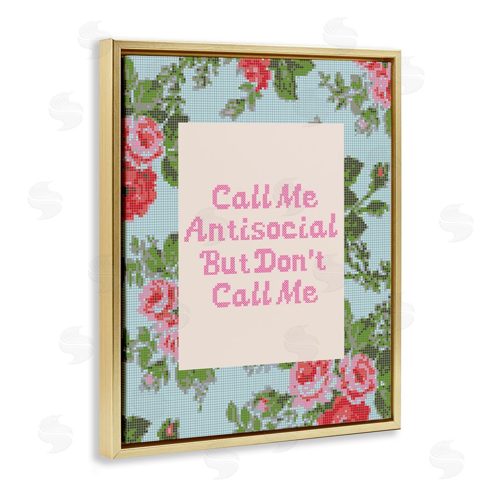Lil' Rue Don't Call Me Vintage Florals Gold Floating Frame Canvas Wall Art Print