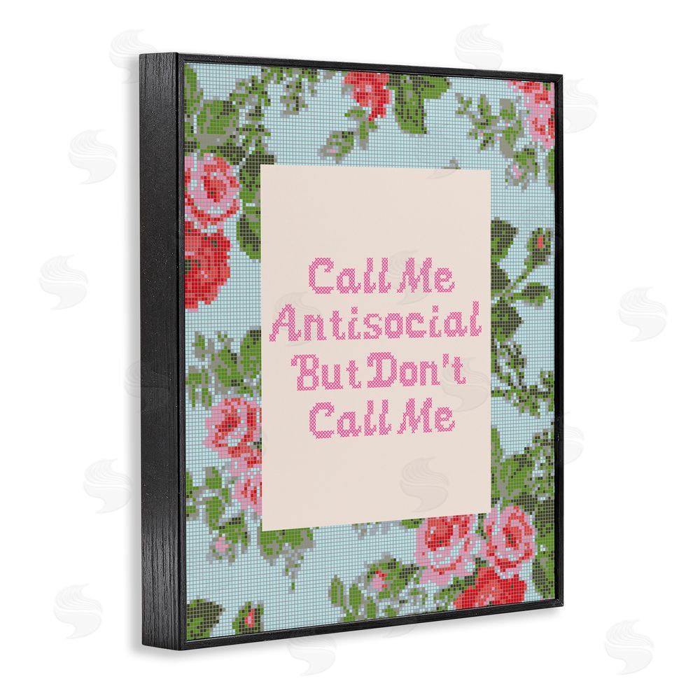 Lil' Rue Don't Call Me Vintage Florals Black Framed Giclee Wall Art Print