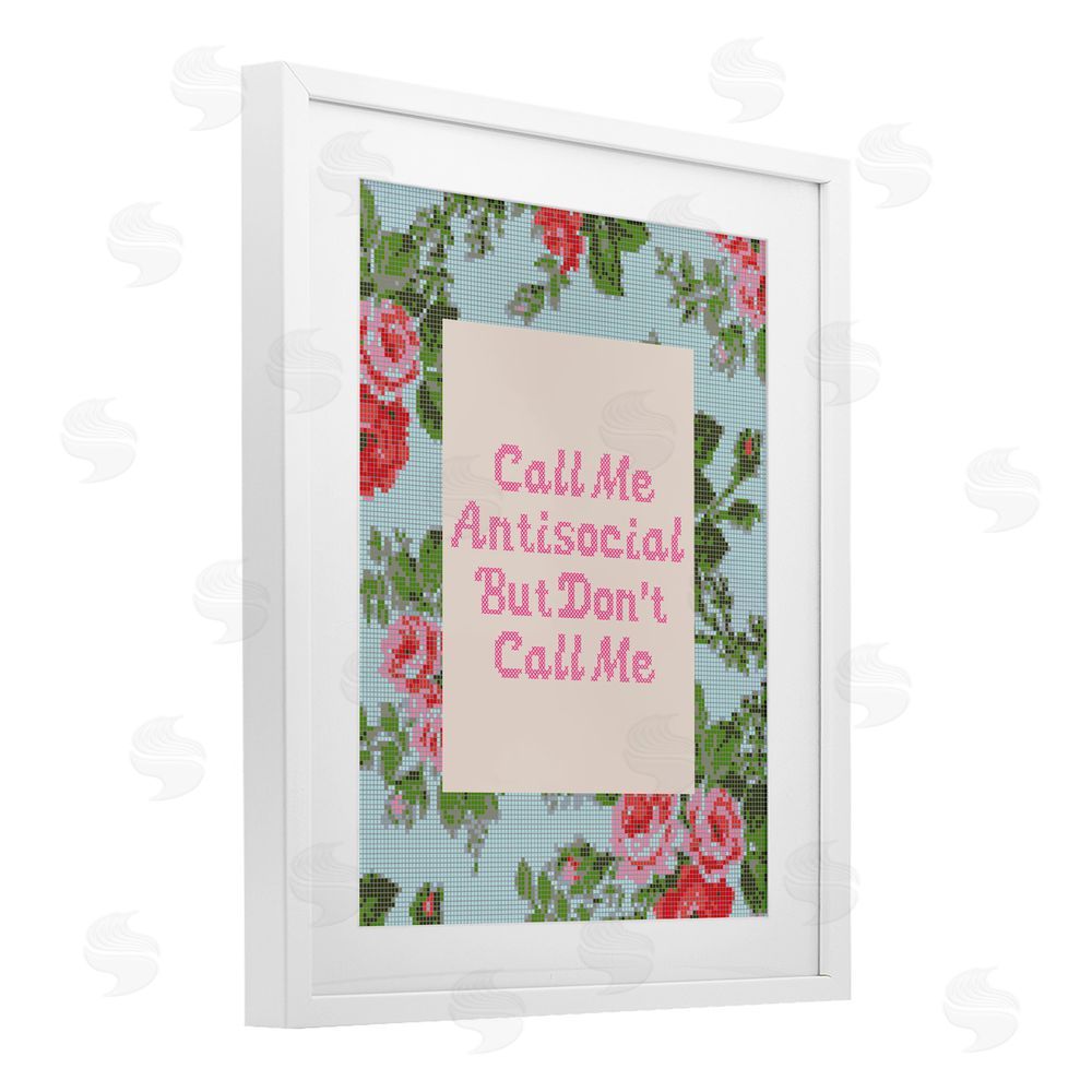 Lil' Rue Don't Call Me Vintage Florals White Framed Print Under Glass Wall Art