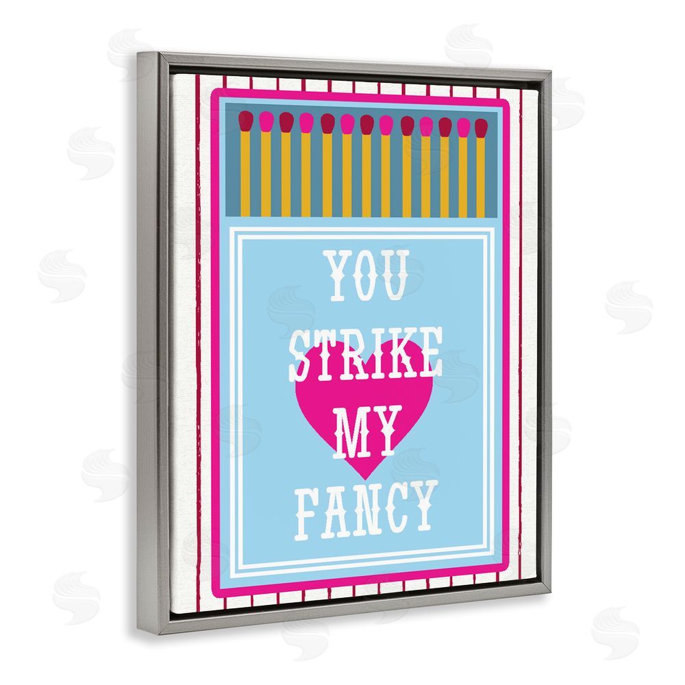 Lil' Rue You Strike My Fancy Gray Floating Framed Canvas Wall Art Print
