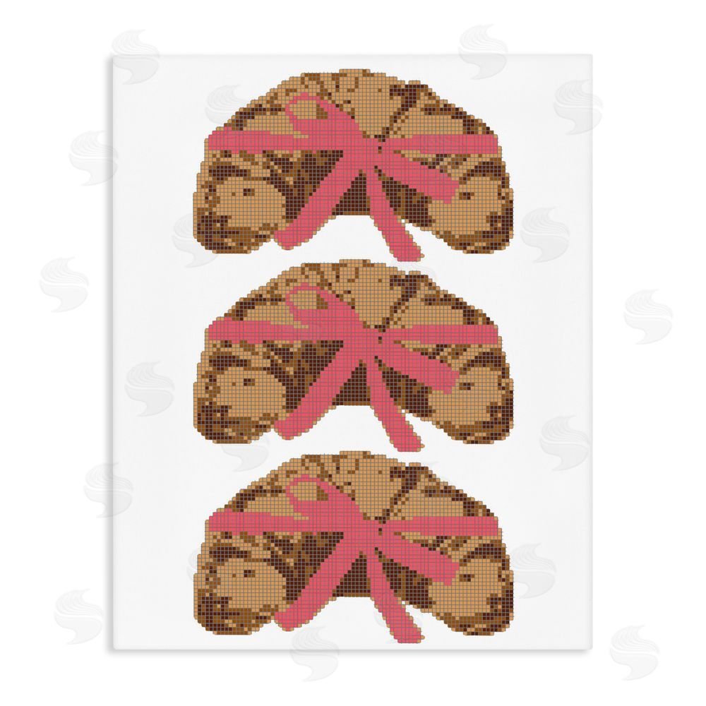 Lil' Rue Trio of Ribbon Croissants Stretched Canvas Wall Art Print
