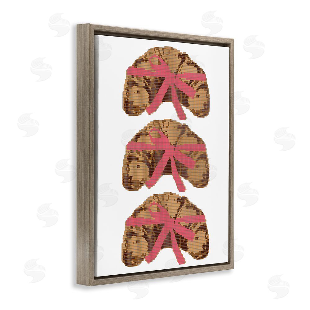 Lil' Rue Trio of Ribbon Croissants Brown Floating Framed Canvas Wall Art Print
