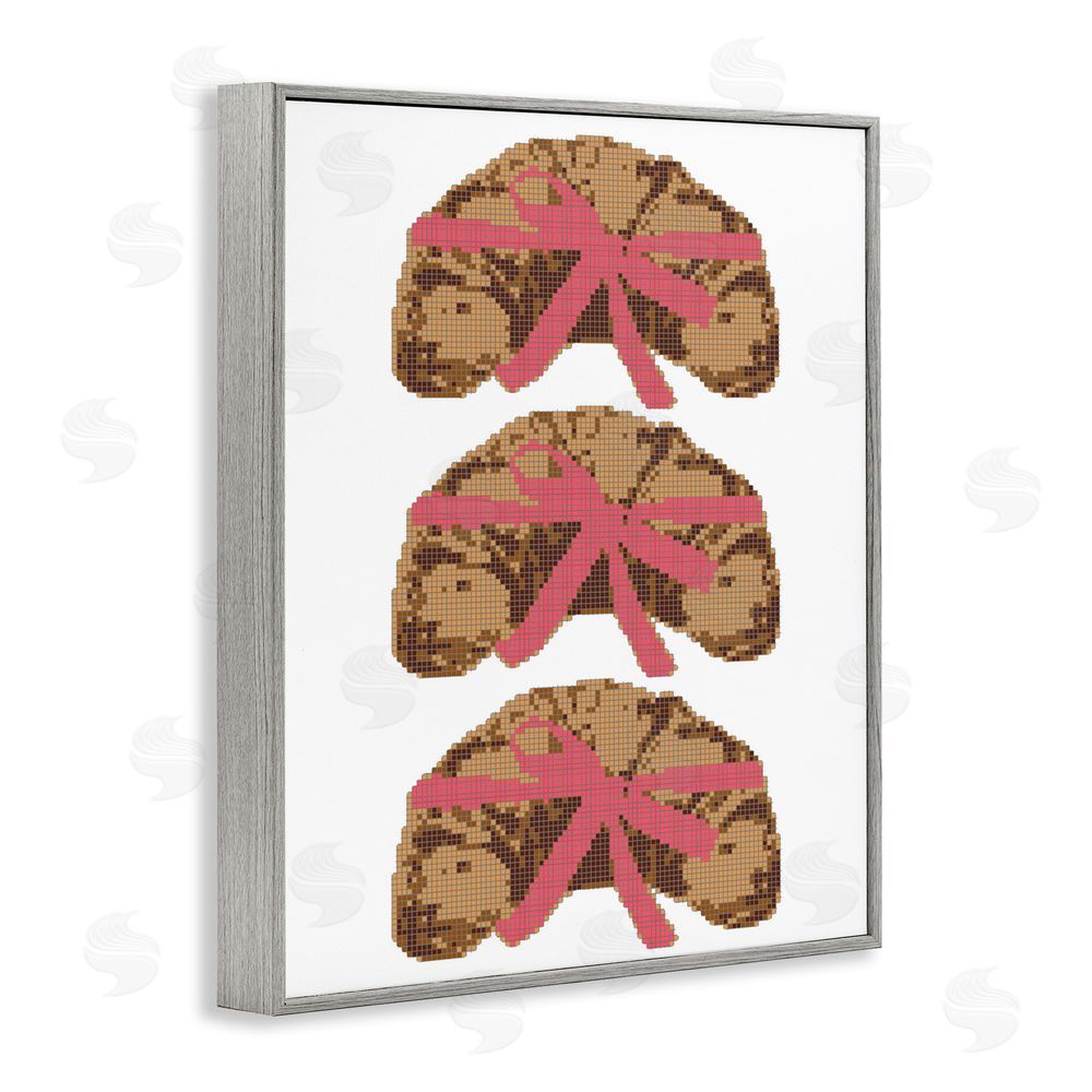 Lil' Rue Trio of Ribbon Croissants Gray Framed Giclee Wall Art Print