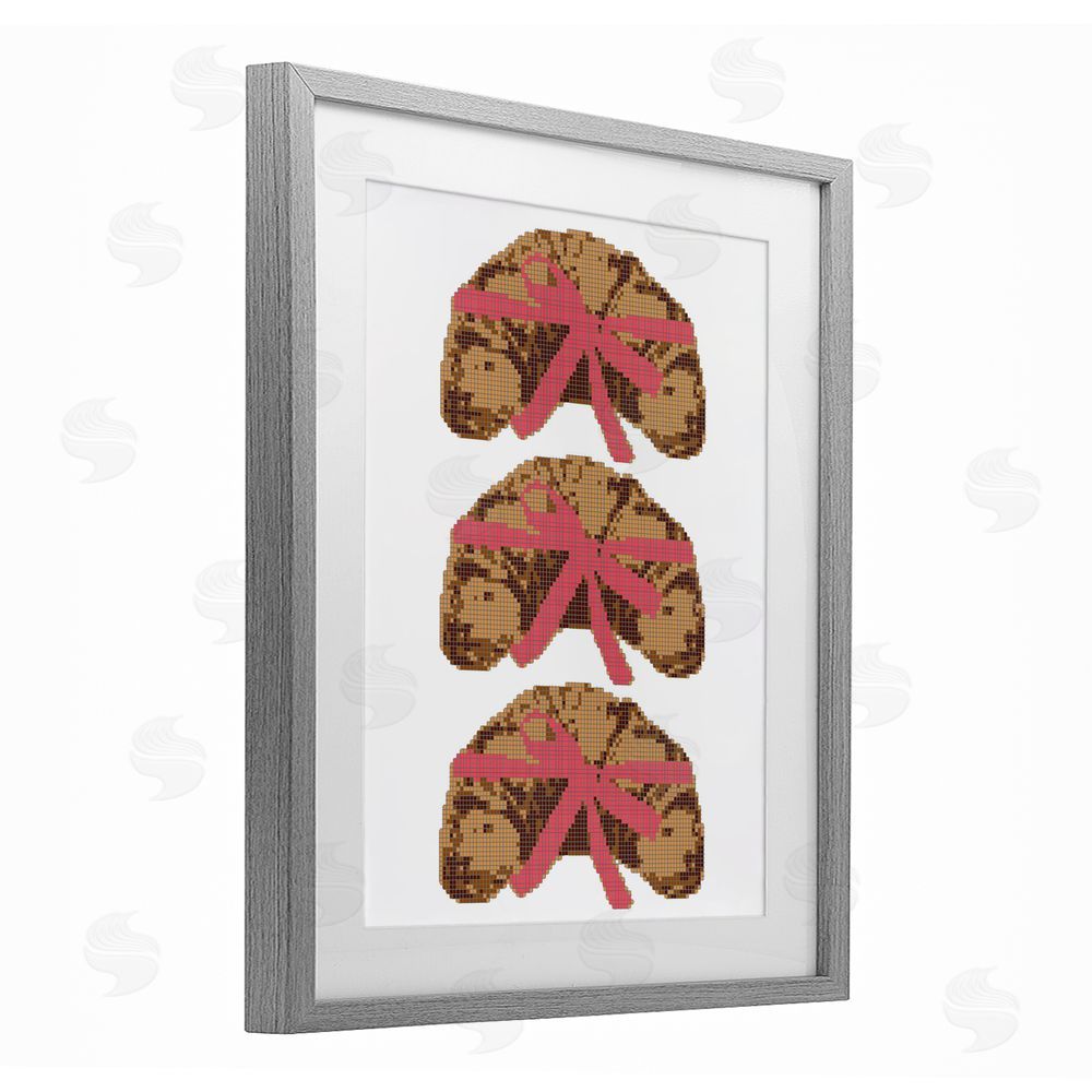 Lil' Rue Trio of Ribbon Croissants Gray Framed Print Under Glass with White Mat Wall Art