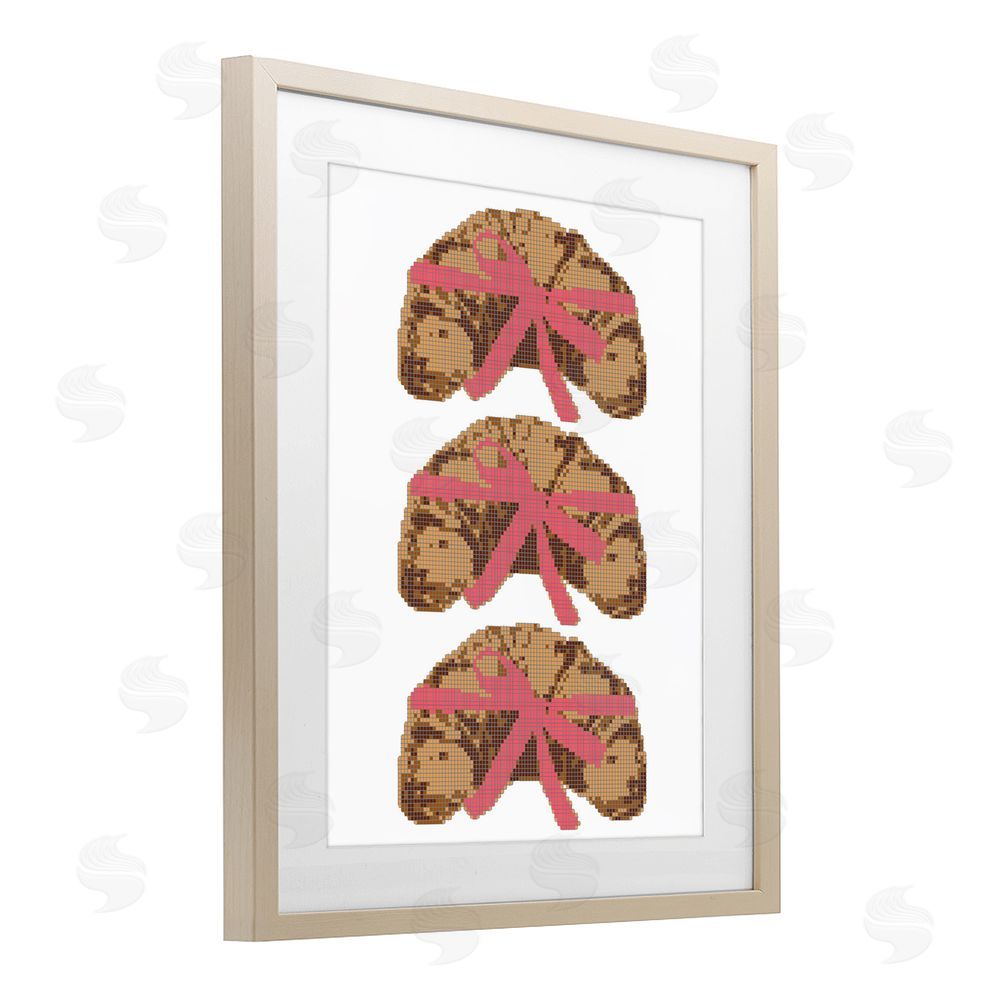 Lil' Rue Trio of Ribbon Croissants Brown Framed Print Under Glass with White Mat Wall Art