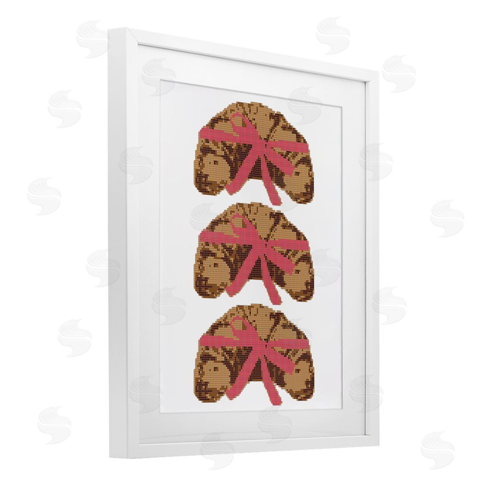 Lil' Rue Trio of Ribbon Croissants White Framed Print Under Glass with White Mat Wall Art