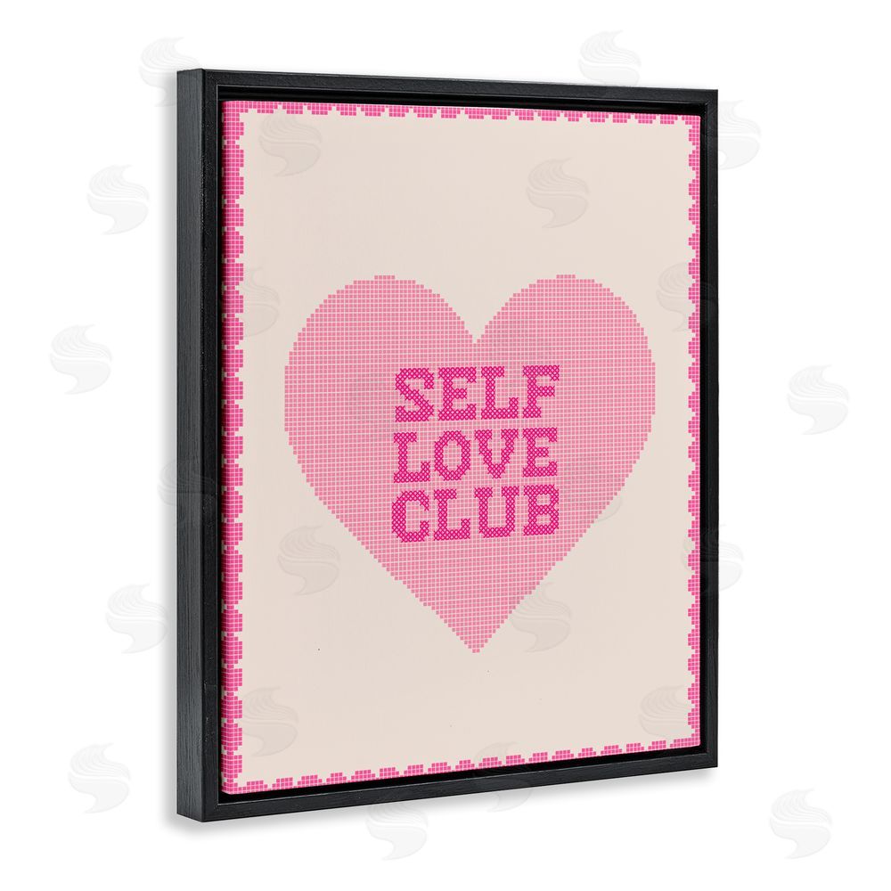 Lil' Rue Self Love Club Pixel Heart Black Floating Framed Canvas Wall Art Print