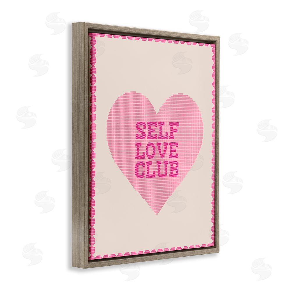 Lil' Rue Self Love Club Pixel Heart Brown Floating Framed Canvas Wall Art Print