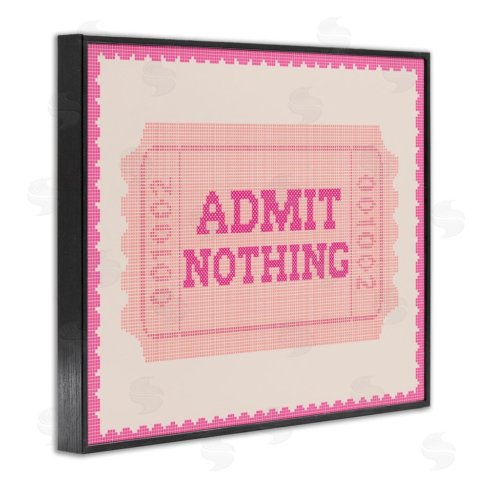 Stupell Studio Admit Nothing Retro Pink Ticket Black Framed Giclee Wall Art Print