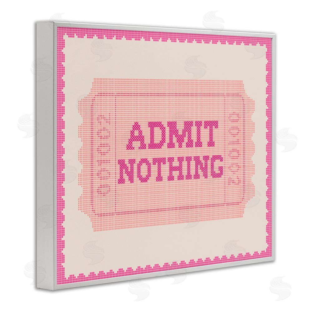 Stupell Studio Admit Nothing Retro Pink Ticket White Framed Giclee Wall Art Print