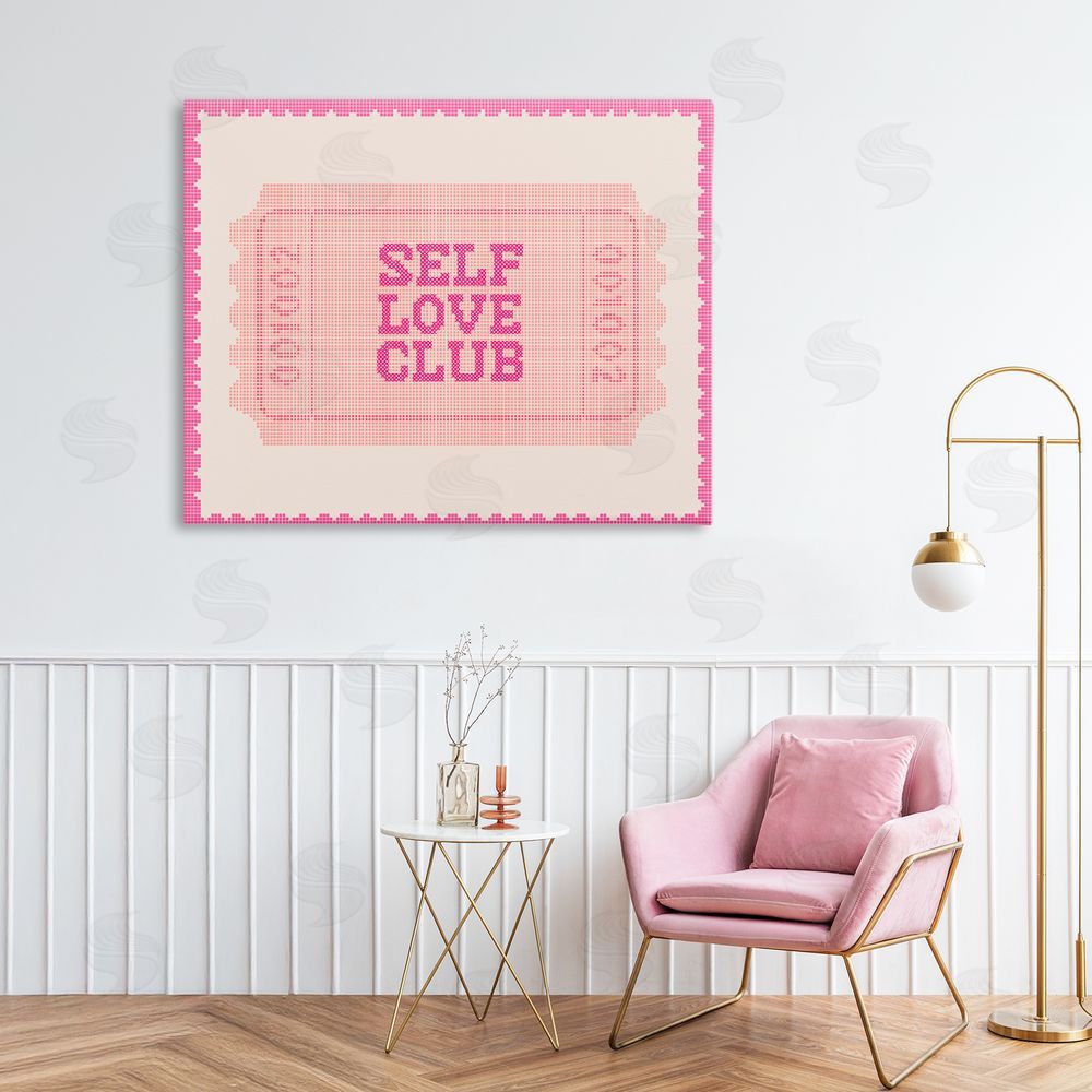 Lil' Rue Self Love Club Retro Ticket Stretched Canvas on Wall