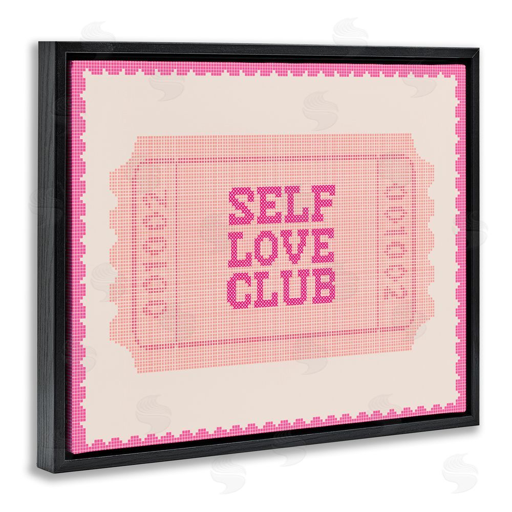 Lil' Rue Self Love Club Retro Ticket Black Floating Framed Canvas Wall Art Print