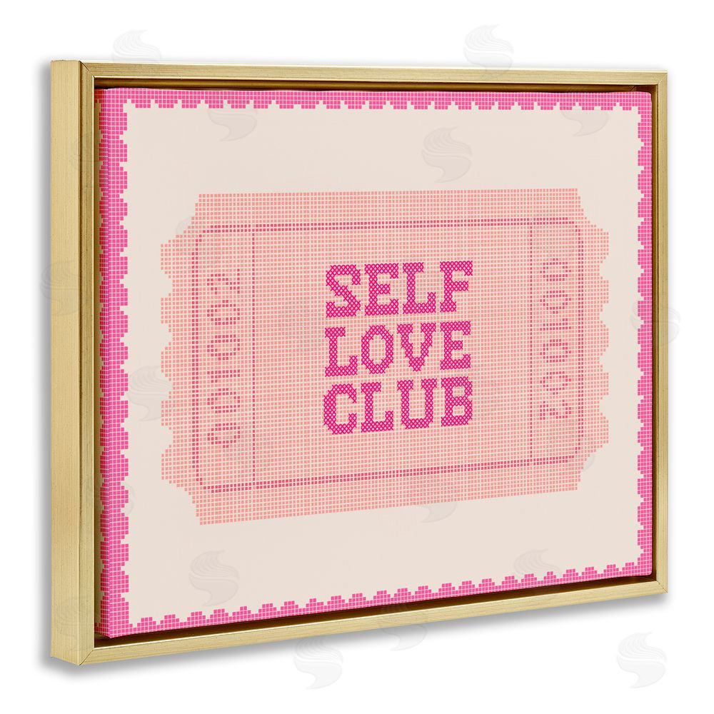 Lil' Rue Self Love Club Retro Ticket Gold Floating Framed Canvas Wall Art Print
