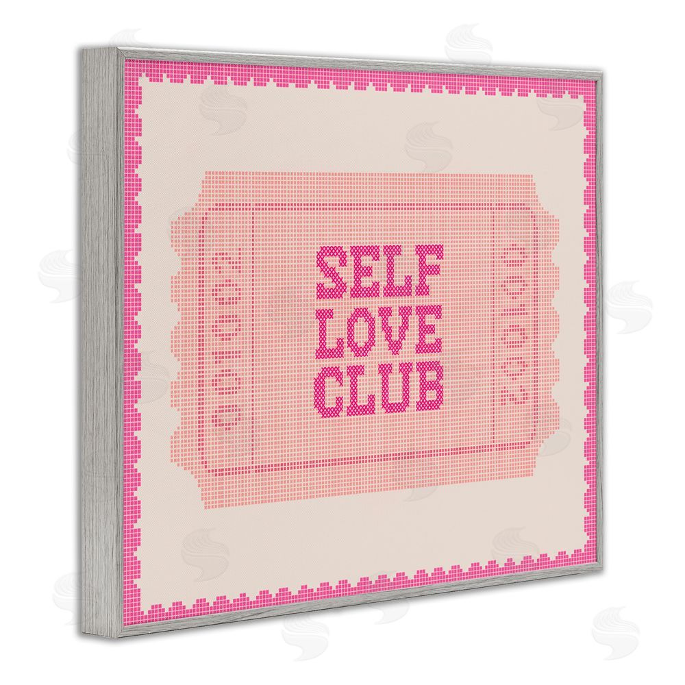 Lil' Rue Self Love Club Retro Ticket Gray Framed Giclee Wall Art Print