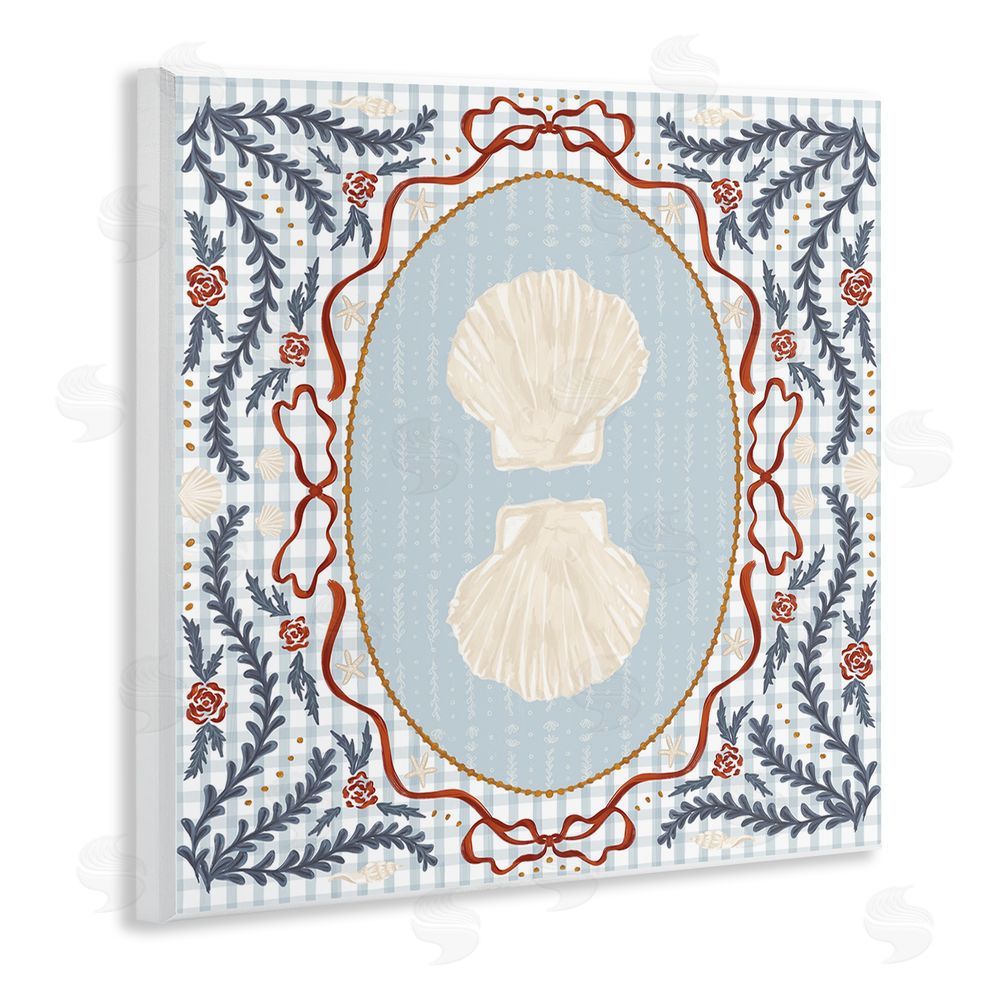 Vero Illustrates Shells Portrait on Gingham Wall Plaque Printed Art