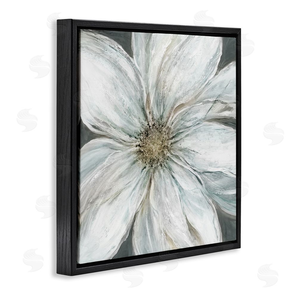 Carol Robinson Large White Flower Closeup Black Floating Frame Canvas Wall Art Print