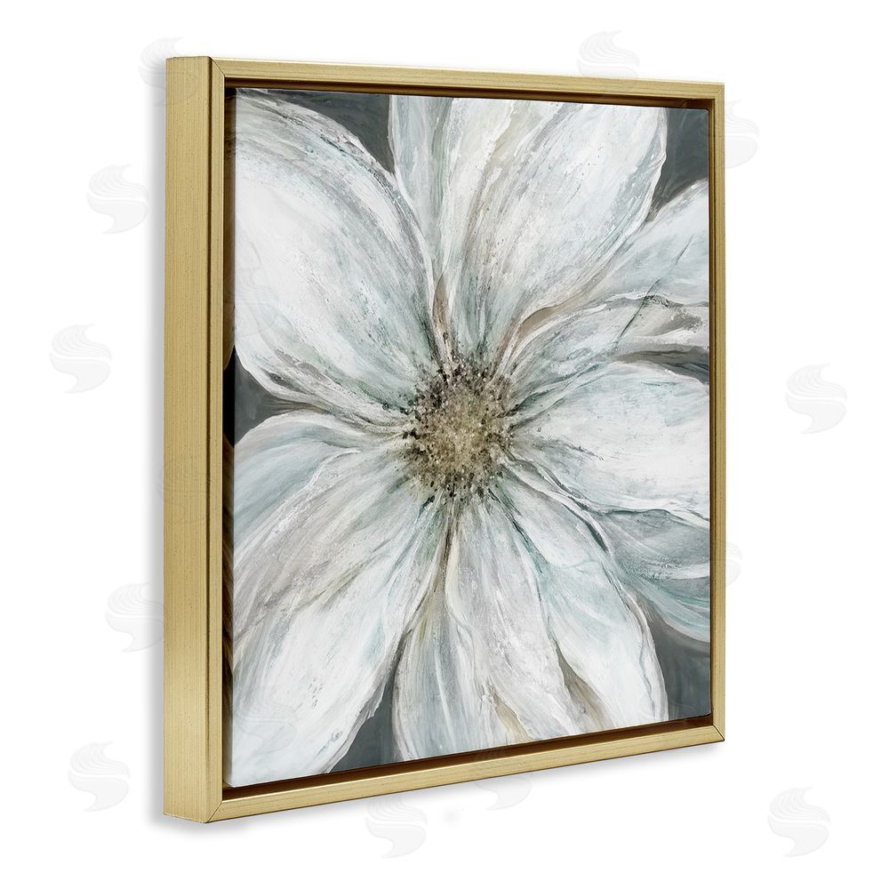 Carol Robinson Large White Flower Closeup Gold Floating Frame Canvas Wall Art Print