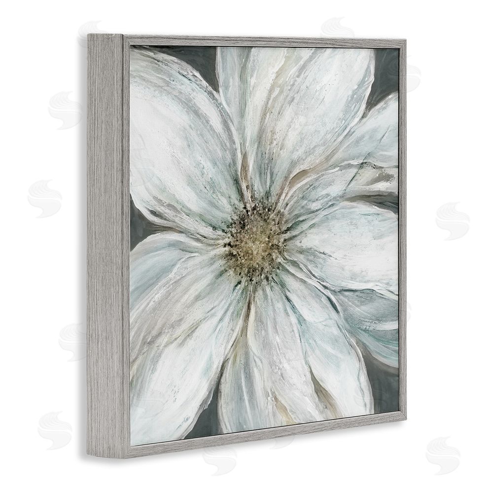 Carol Robinson Large White Flower Closeup Gray Framed Giclee Wall Art Print