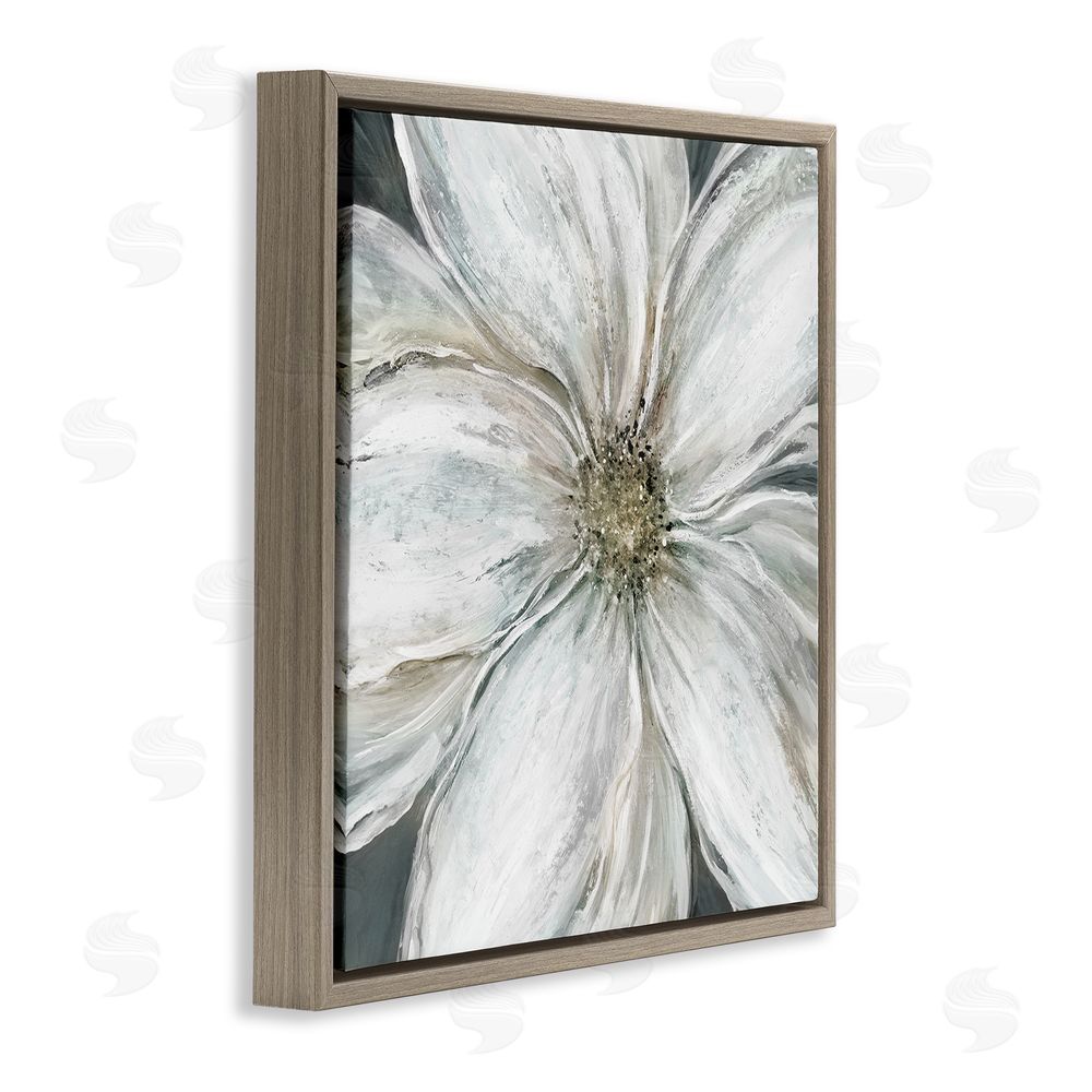 Carol Robinson Closeup Serene White Blossom Brown Floating Frame Canvas Wall Art Print