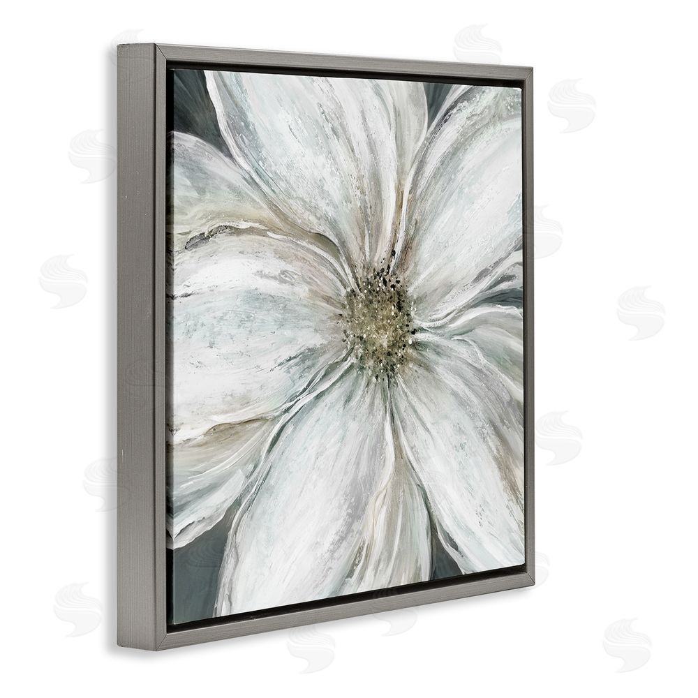 Carol Robinson Closeup Serene White Blossom Gray Floating Frame Canvas Wall Art Print