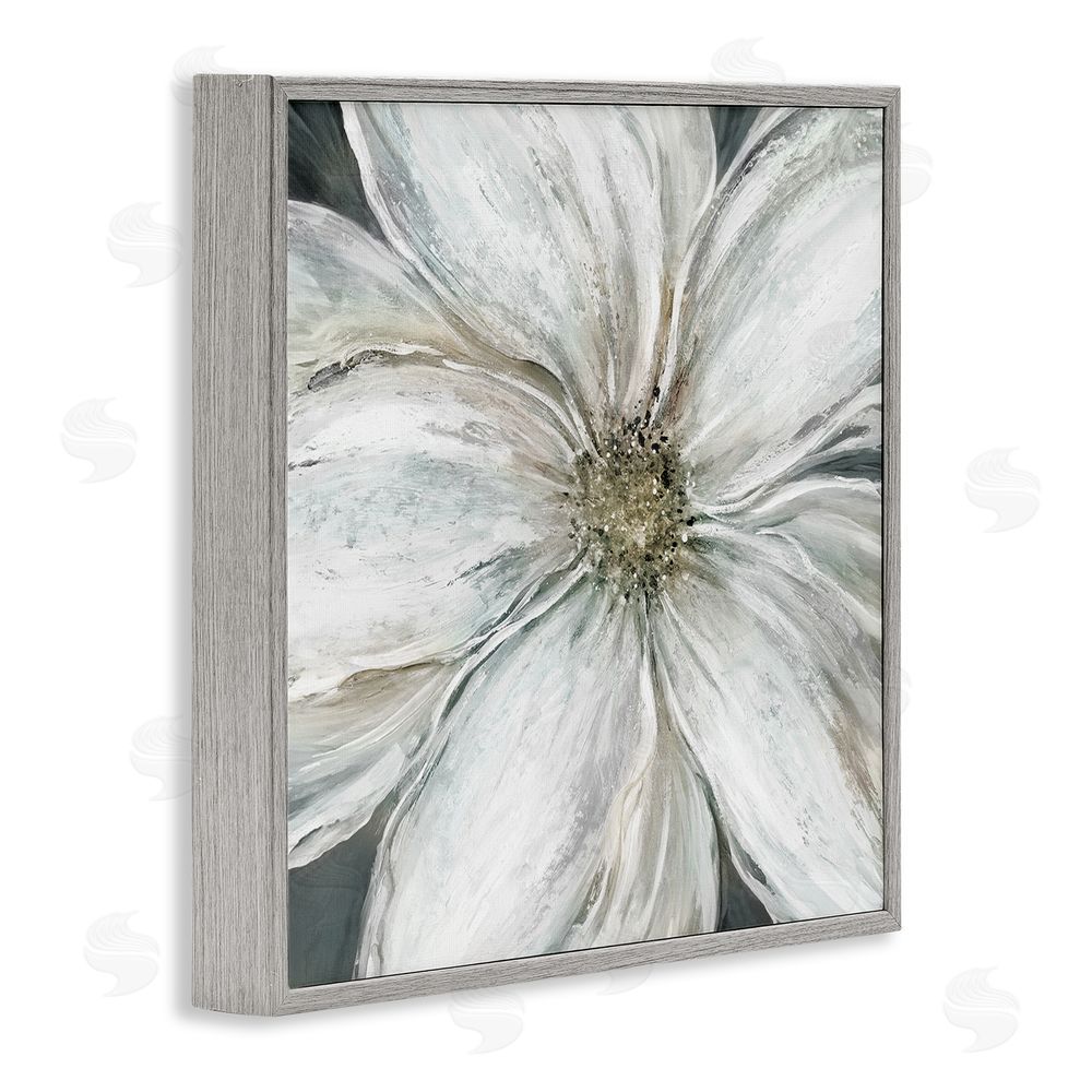 Carol Robinson Closeup Serene White Blossom Gray Framed Giclee Wall Art Print